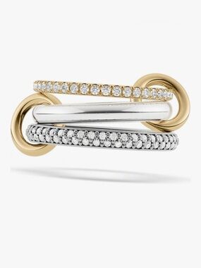 Two-Tone Gold Plated and Silver Diamond Like Accent Women's Stackable Ring